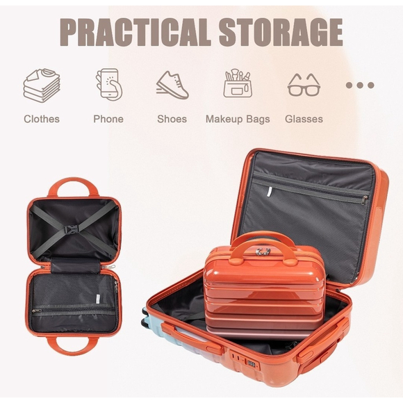 14"/20" 2 pcs/set in PC Spinner Wheel Luggage, Carry on Suitcase, With Gradient - Picture 2 of 16